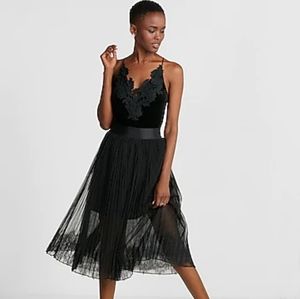 Express Velvet Crochet Lace Deep V Thong Bodysuit